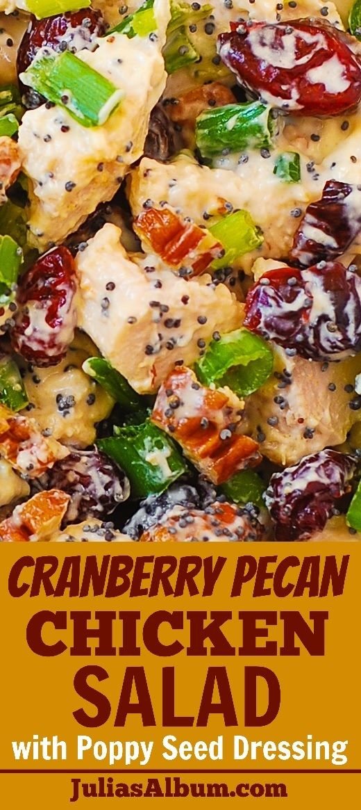 Cranberry Pecan Chicken Salad with Poppy Seed Dressing - also great for leftover Thanksgiving turkey meat! gluten free T… | Cranberry chicken salad recipe with poppy seed dressing, Cranberry pecan chicken salad with poppyseed dressing, Poppyseed chicke...