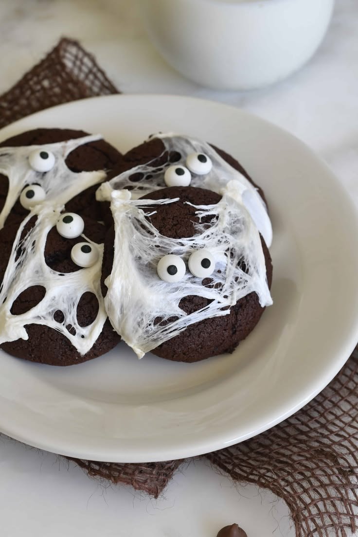 Halloween Double Chocolate Spider Web Cookies - Cooking with Manuela