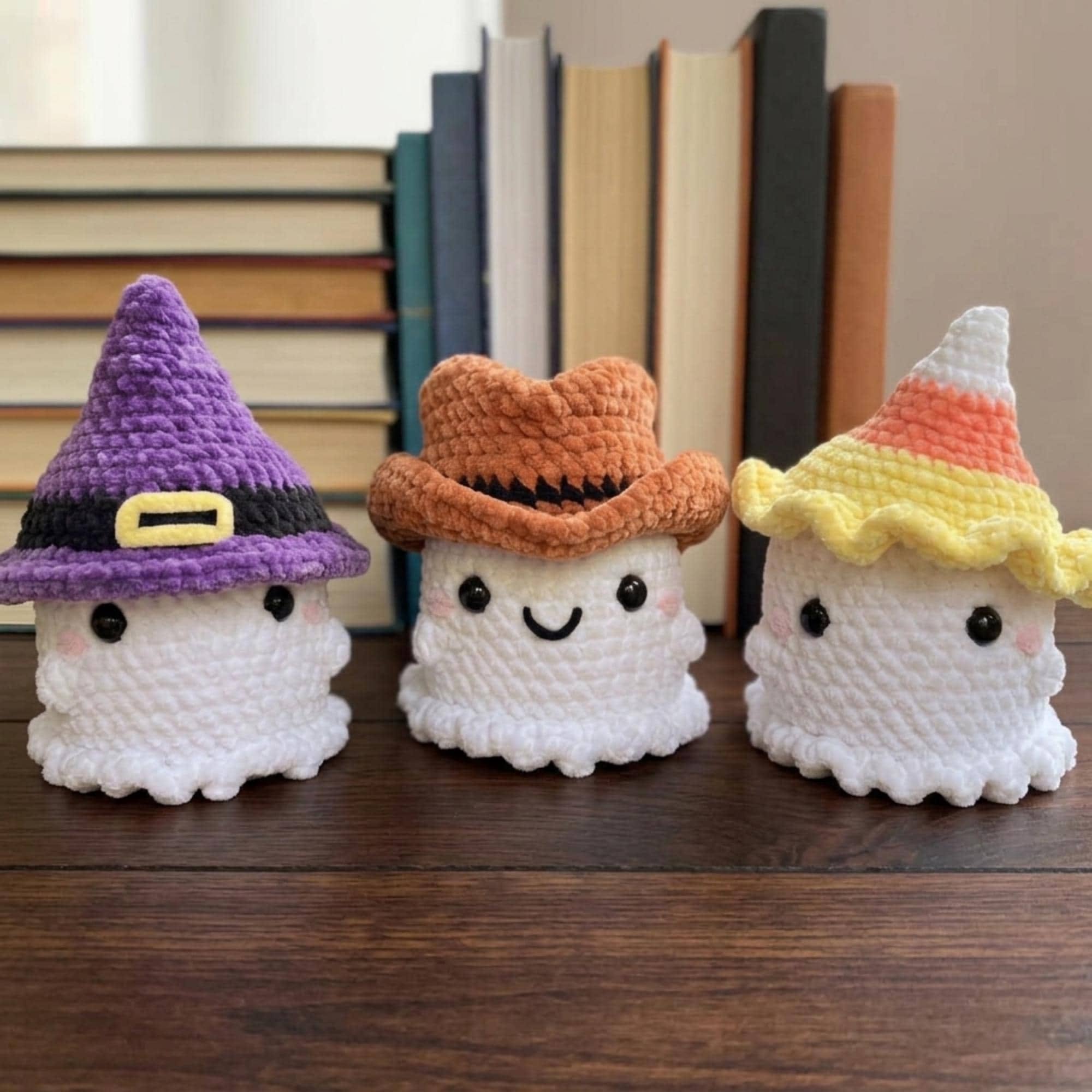 Halloween Ghost Crochet Amigurumi PDF Pattern 6 Halloween Crochet Pattern, Ghost Crochet Pattern, Amigurumi Ghost, Witch Hat Ghost, Cowboy Ghost, Candy Corn Ghost, PDF Pattern