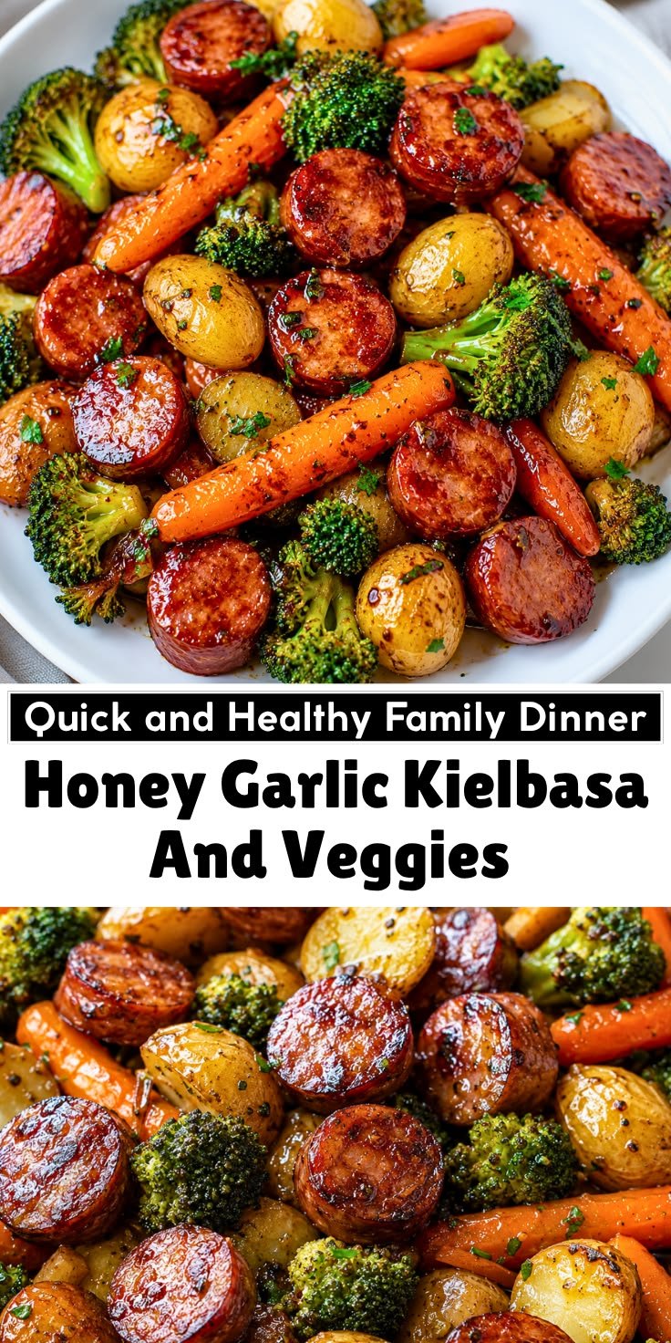 Easy One-Pan Honey Garlic Kielbasa & Veggies