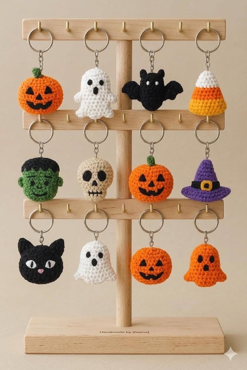 Halloween Crochet Keychain Patterns Bundle 6 Halloween Crochet Keychain Patterns Bundle, Amigurumi PDF, Ghost Pumpkin Bat (Beginner Crochet)