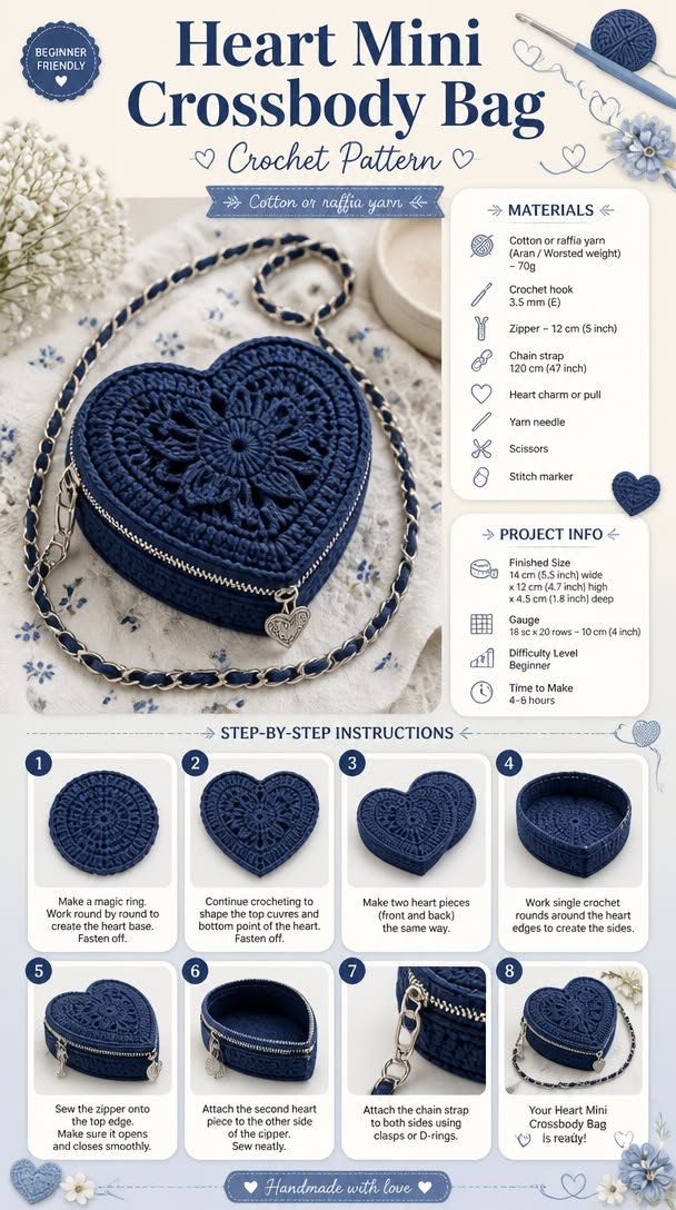 Heart Mini Crossbody Bag Crochet Pattern