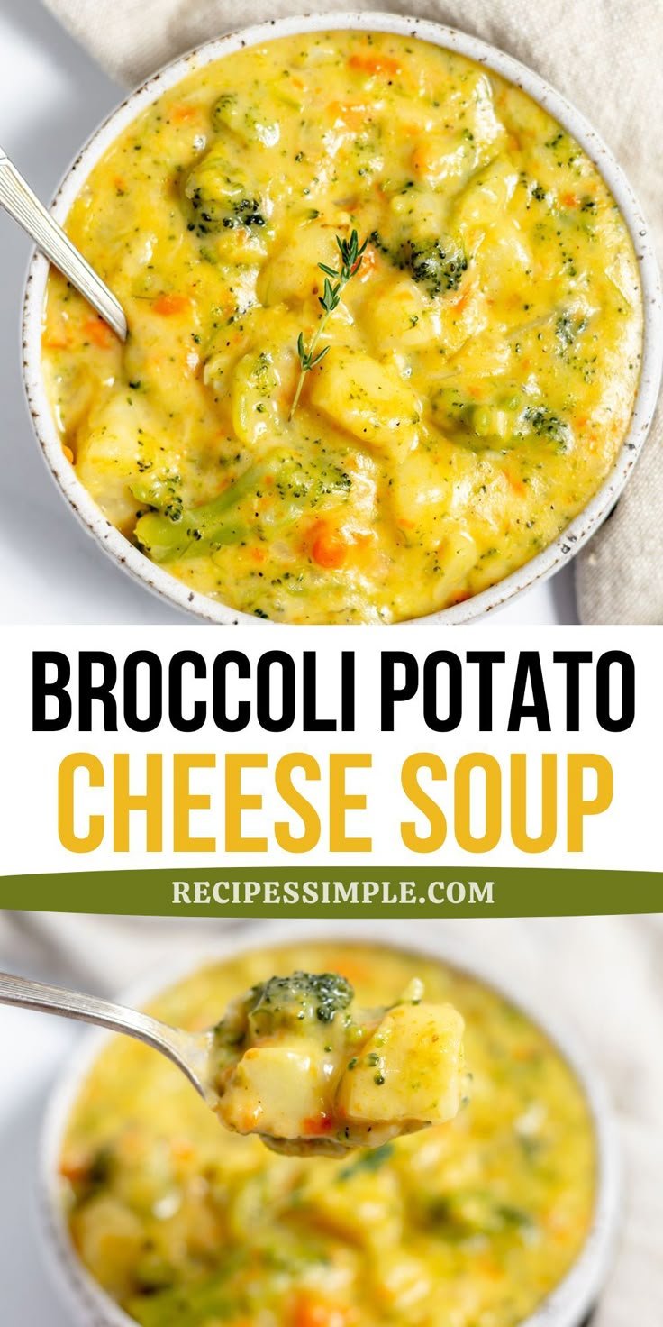 Broccoli Potato Cheese Soup Recipe | Broccoli potato soup with cheese, Cheesy broccoli potato soup, Broccoli soup recipes