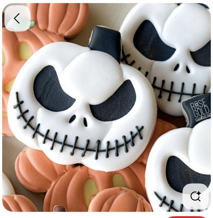 Halloween pumpkin with jack skellington face royal icing cookies | Jack and sally cookies, Sally the nightmare before christmas cookies, Sugar cookie halloween