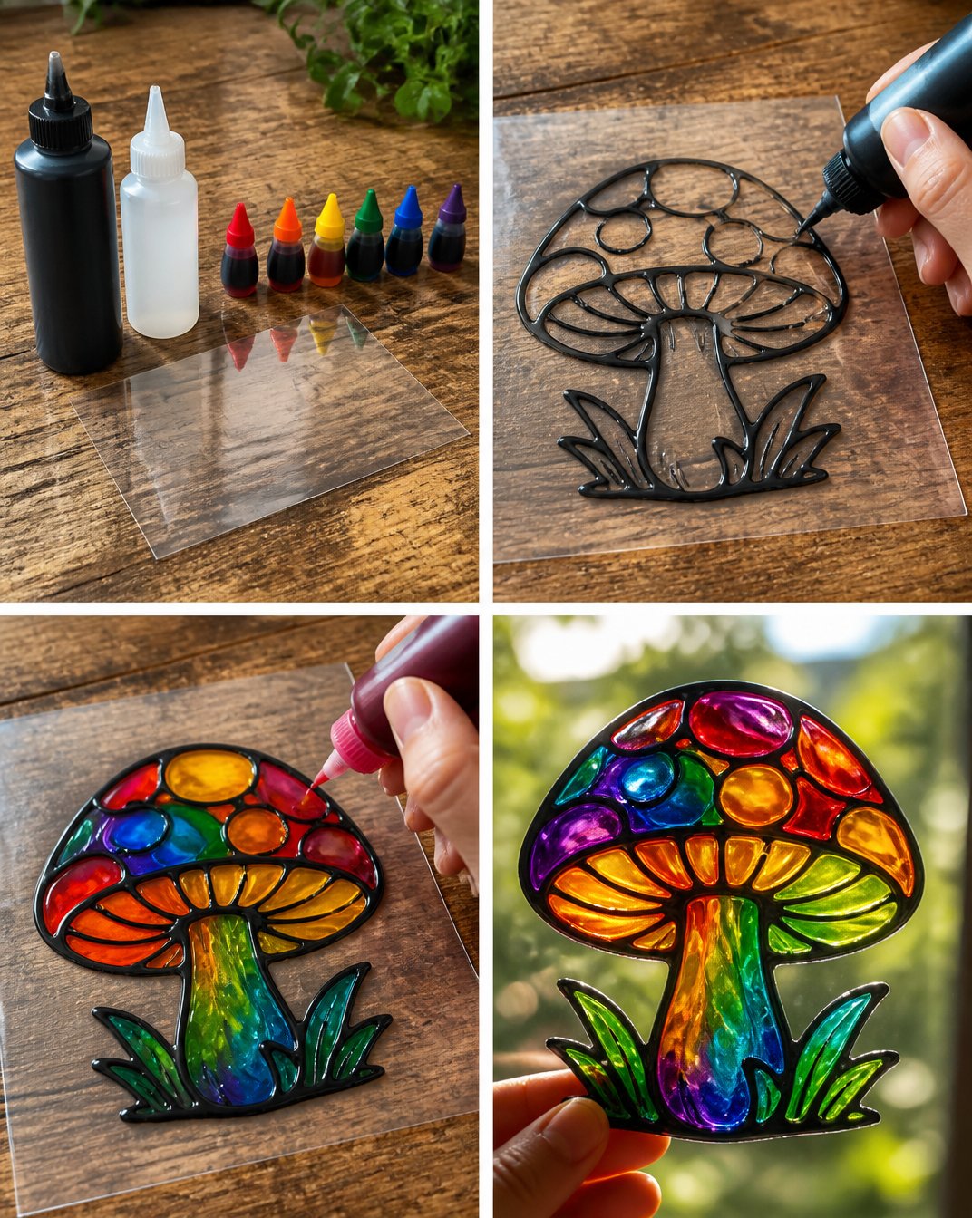 Faux Stained-Glass Mushroom Craft 15 Faux Stained Glass Mushroom Art