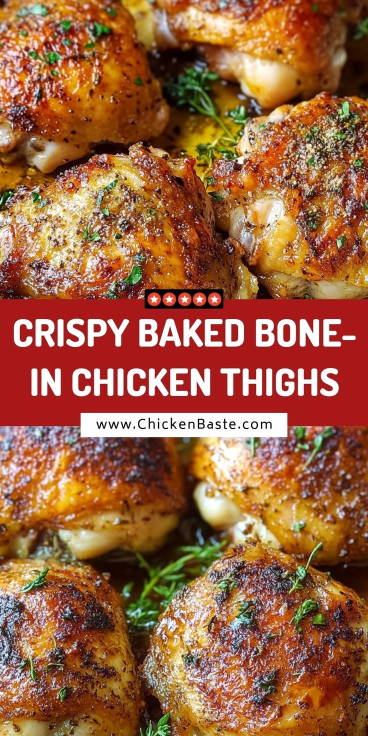 Crispy Baked Bone-In Chicken Thighs with crackling skin | Oven time