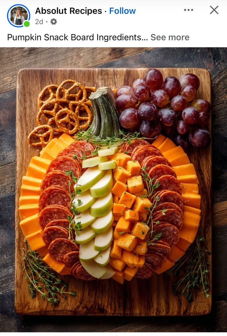 Halloween party food platters | Thanksgiving appetizers for kids, Pumpkin shaped charcuterie board ideas, Autumn charcuterie board