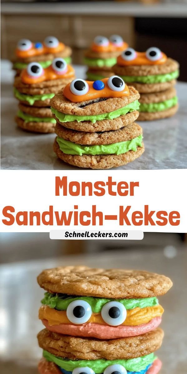 Monster Sandwich-Kekse – süßes und gruseliges Gebäck für Halloween
