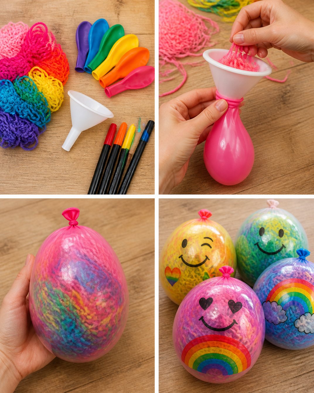 DIY Rainbow Yarn Squishy Balloons: Craft Tutorial