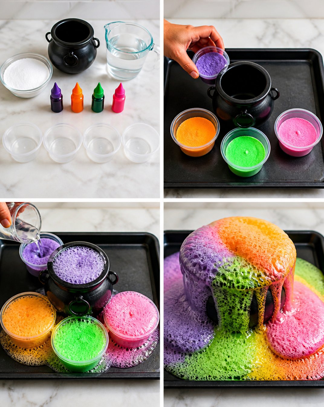 Fizzing Rainbow Witch Cauldron Experiment