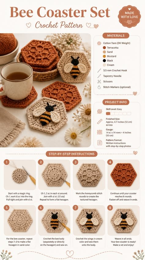 Adorable Bee Coaster Set