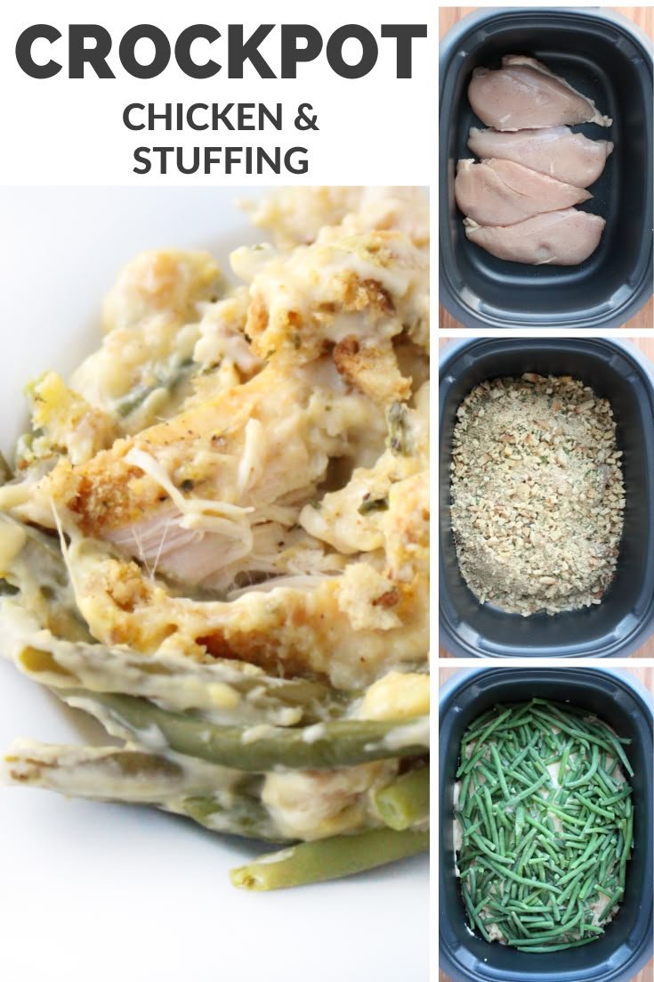Creamy Crockpot Chicken Stuffing and Green Beans