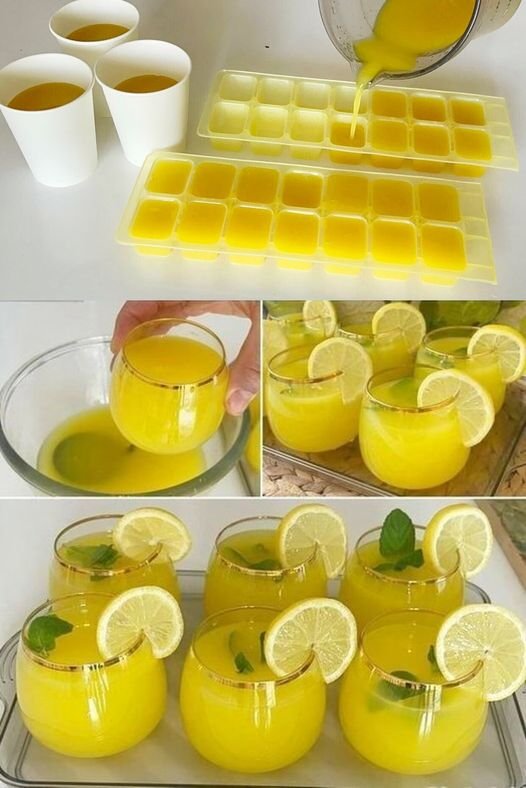 Zuckerfreies Zitronenlimonade mit Zitroneneiswürfeln