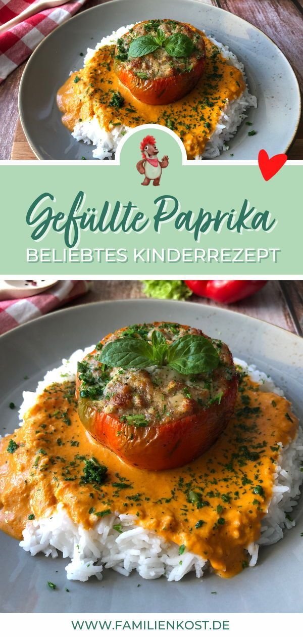 Gefüllte Paprika Hackfleisch Reis als Kinderrezept & Familiengericht