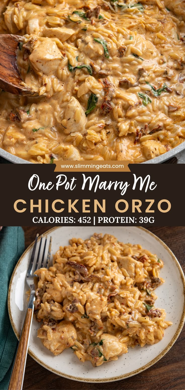 This One-Pot Marry Me Chicken Orzo is the perfect blend of tender chicken, creamy sauce, sun-dried tomatoes, garlic, and… | Orzo dinner recipes, Orzo dishes, Marry me chicken orzo recipe
