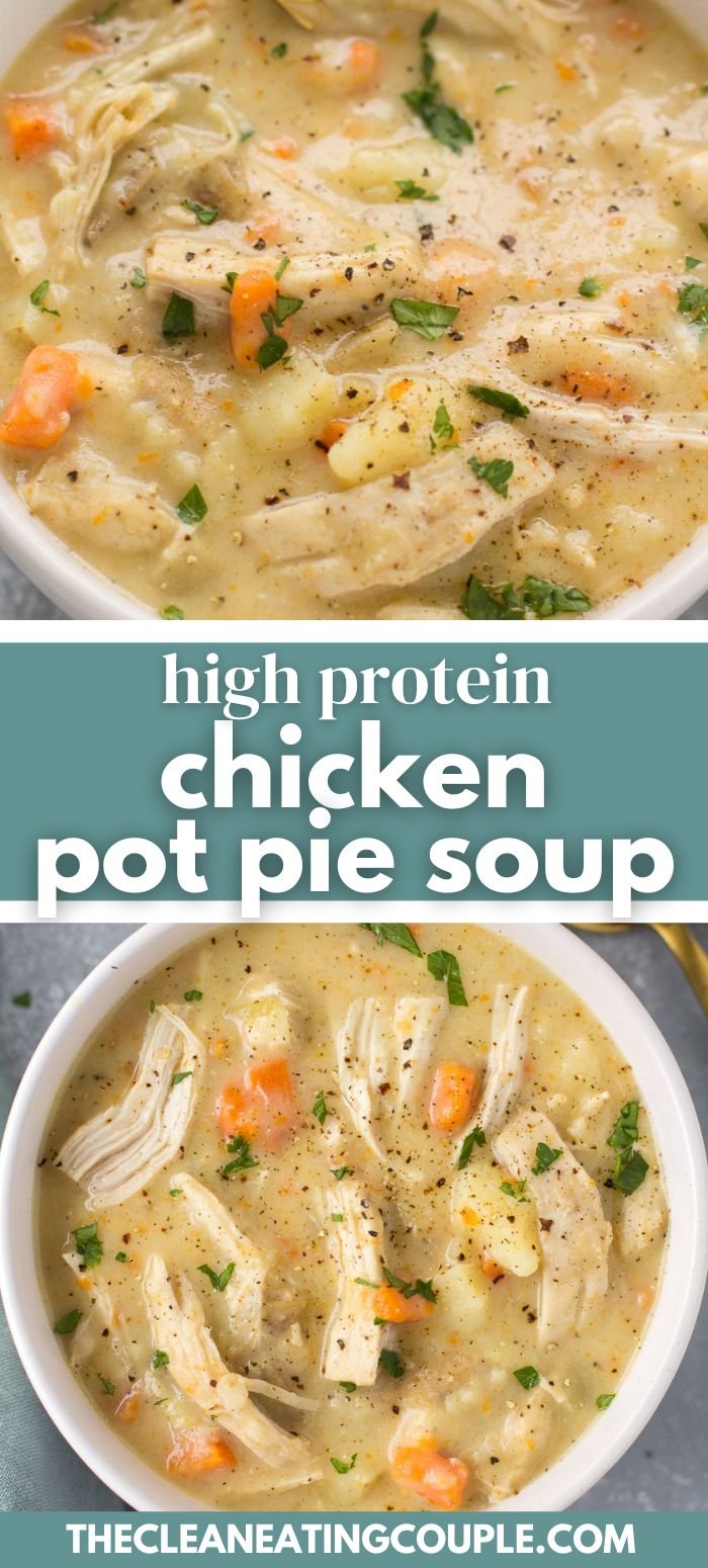 High Protein Chicken Pot Pie Soup