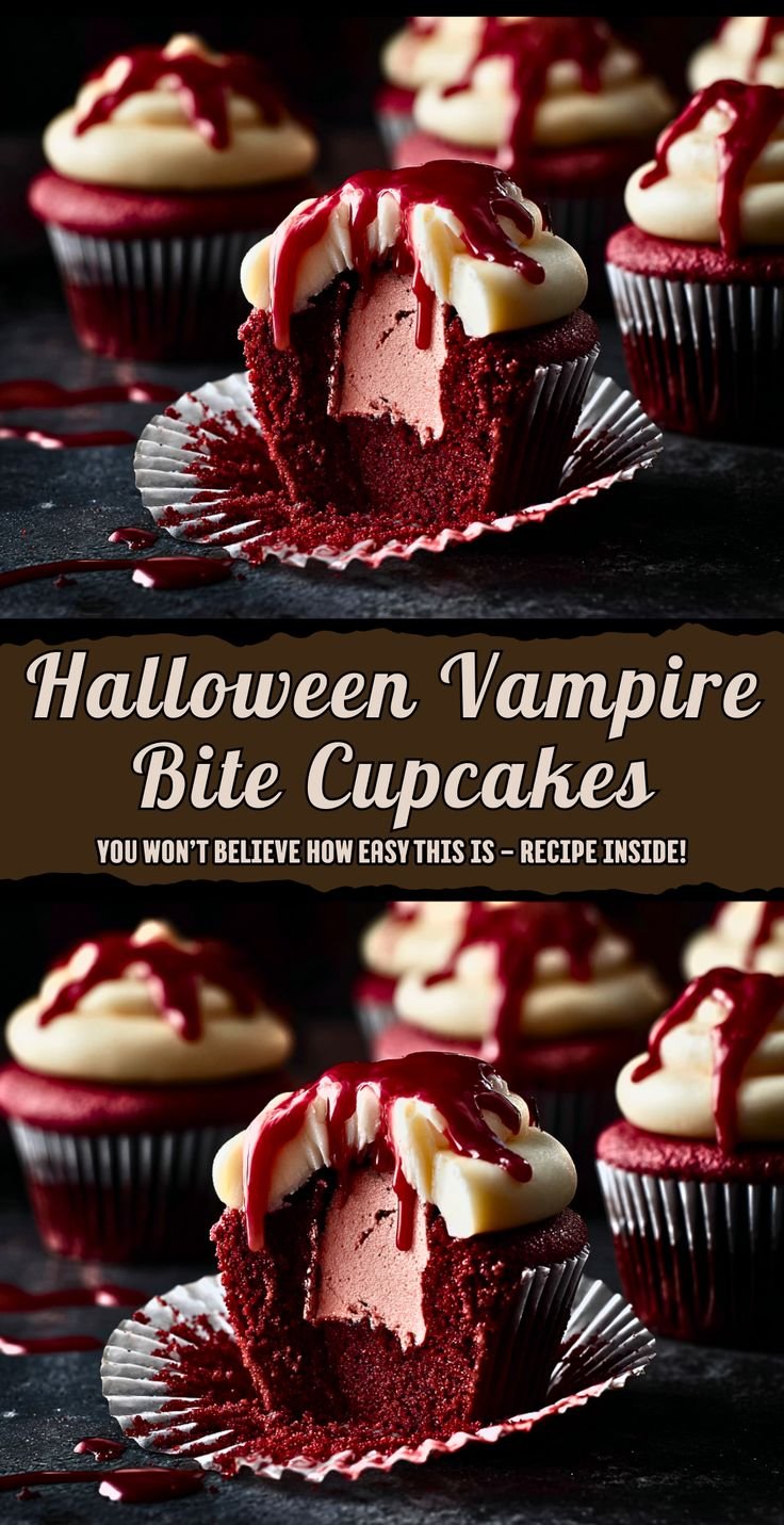 Halloween Vampire Bite Cupcakes