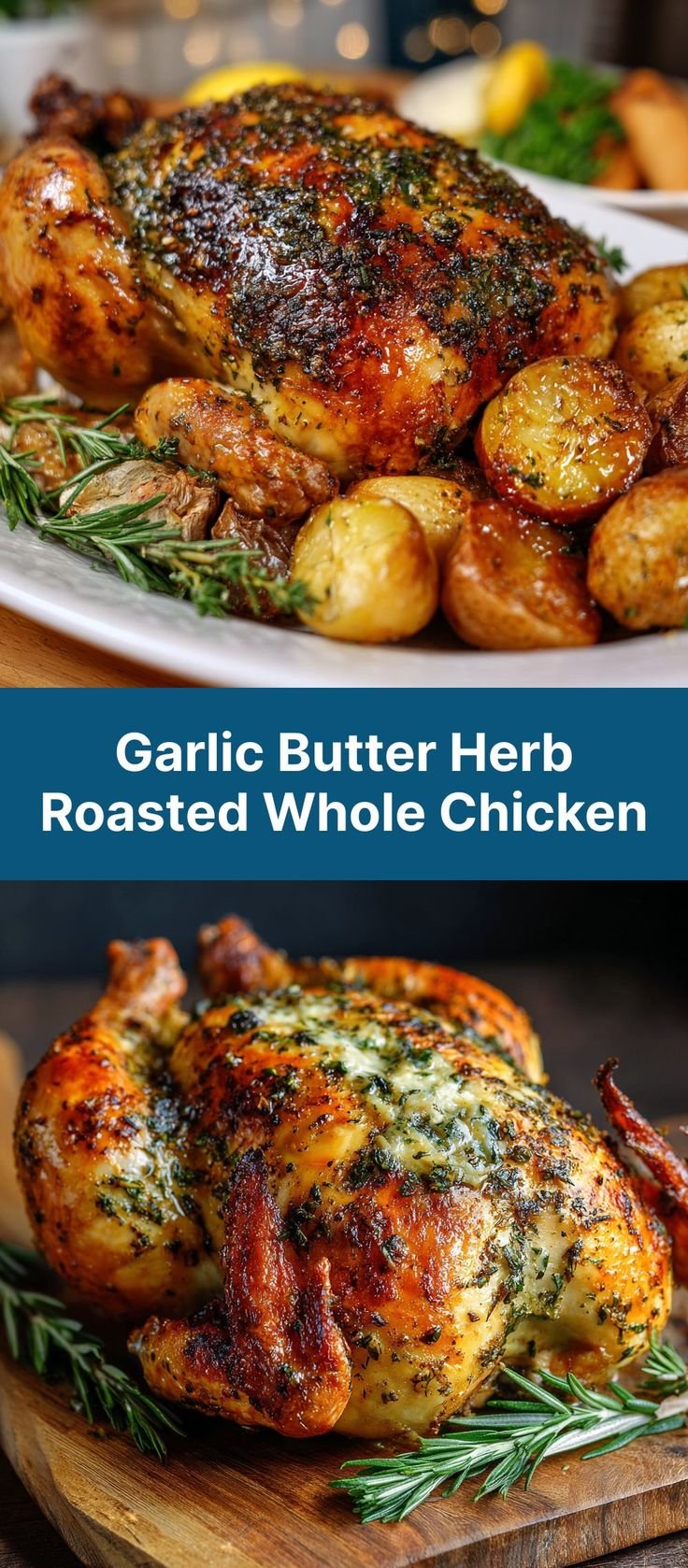 Garlic Butter Herb Roasted Whole Chicken