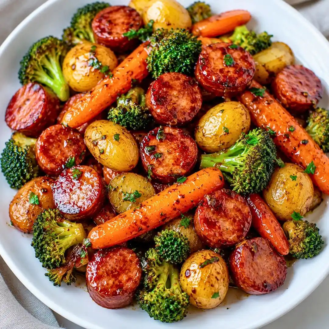 Easy One-Pan Honey Garlic Beef Kielbasa & Veggies