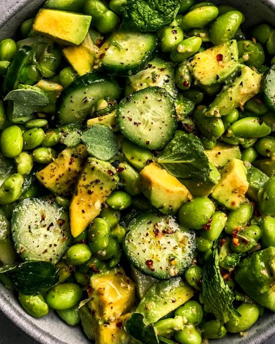 Cucumber Edamame Avocado Salad