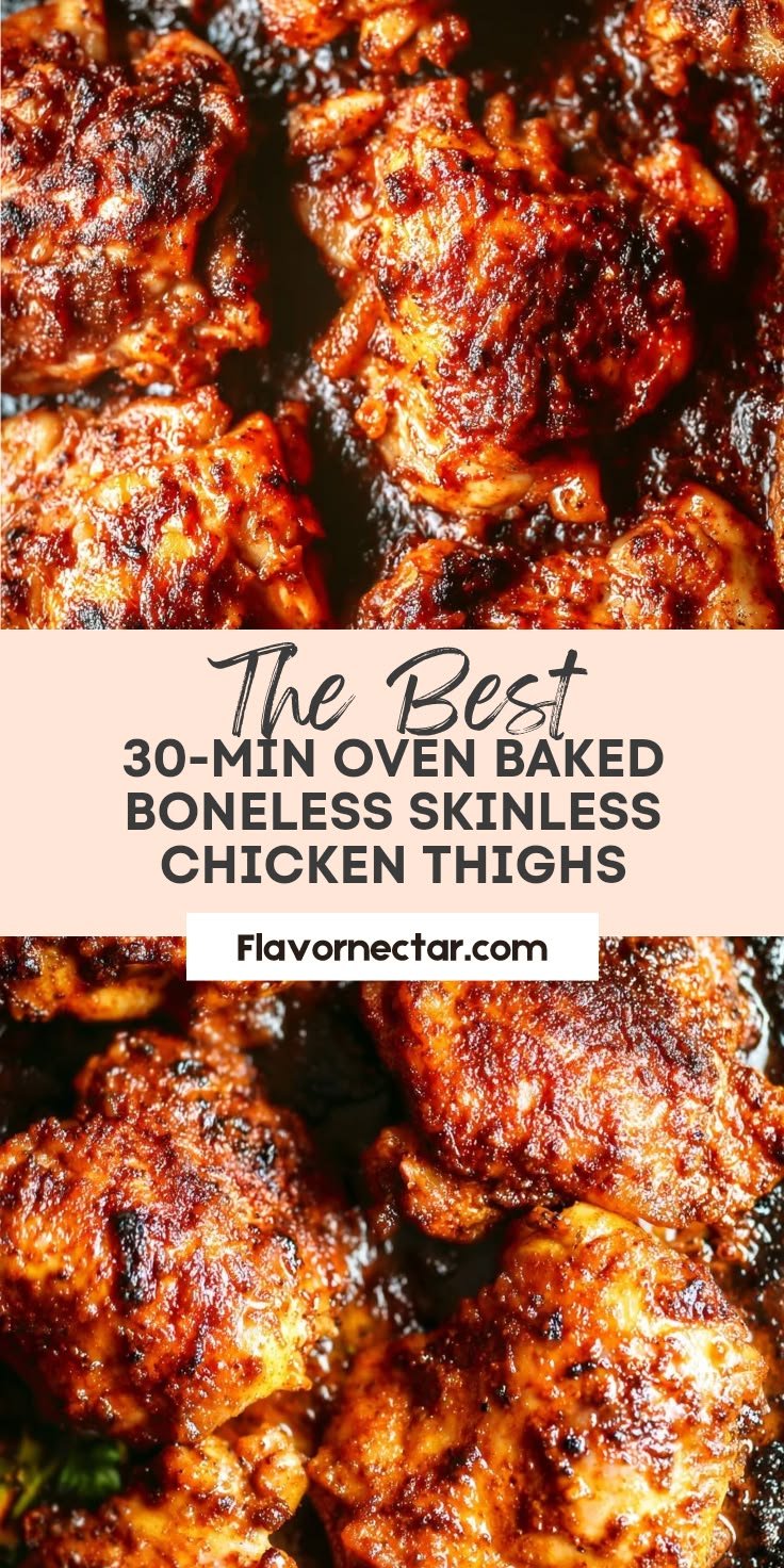 30-Min Oven Baked Boneless Skinless Chicken Thighs Amazing