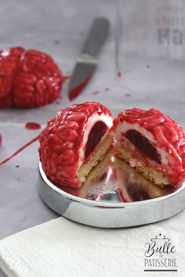 Gâteau Cerveau d'Halloween - Entremets Pomme-Framboise