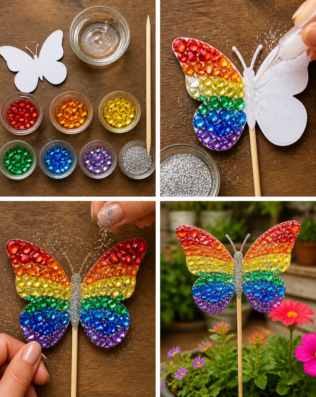 Rainbow Crystal Butterfly Garden Pick DIY 2 Rainbow Crystal Butterfly Garden Pick