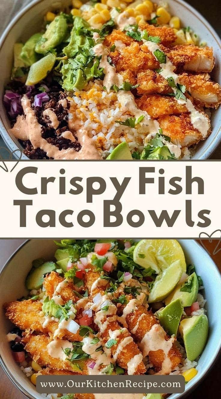 Fried fish taco bowls | Fish taco bowl with rice, Fish dinner recipes, Healthy bowls recipes