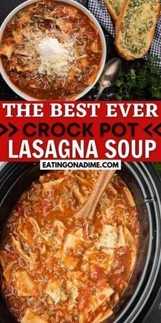 Easy Crock Pot Lasagna Soup Recipe | Best lasagna soup recipe crockpot, How to make lasagna soup in crock pot, Crock pot lasagna recipe
