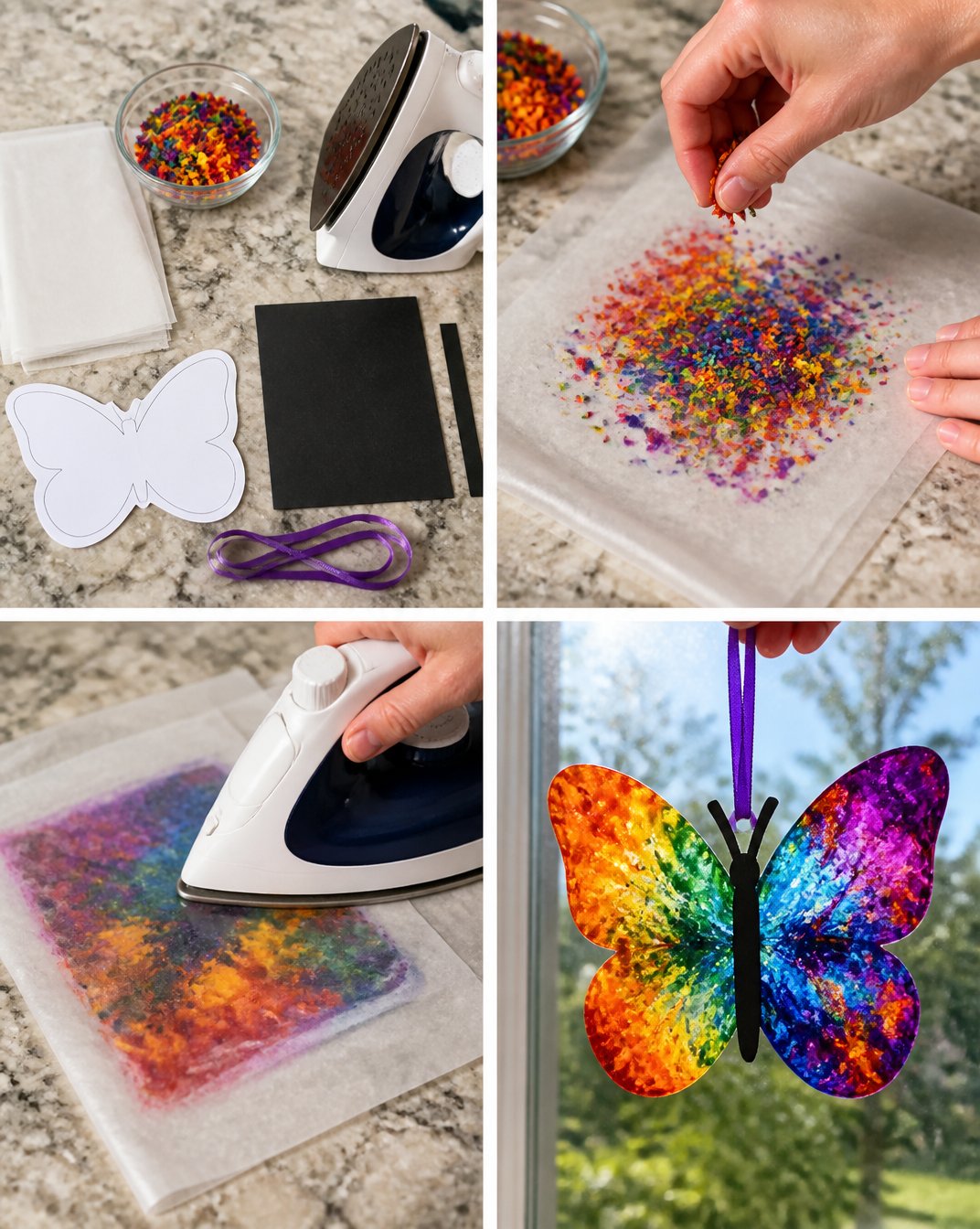 DIY Rainbow Crayon Melt Suncatcher Tutorial 21 Melted Crayon Rainbow Butterfly Suncatcher