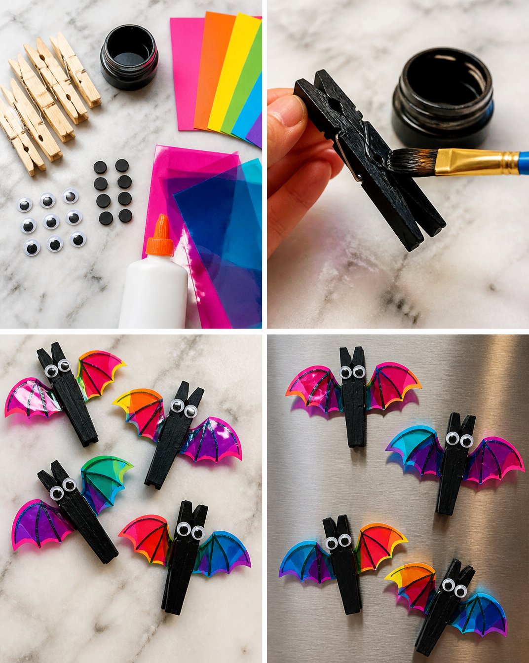 Rainbow Clothespin Bat Fridge Magnets Becomes Art