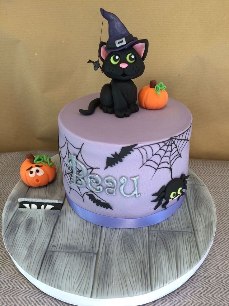 Halloween Witches Black Cat Cake | Witch cake ideas, Black cat cake halloween, Cute black cat cake