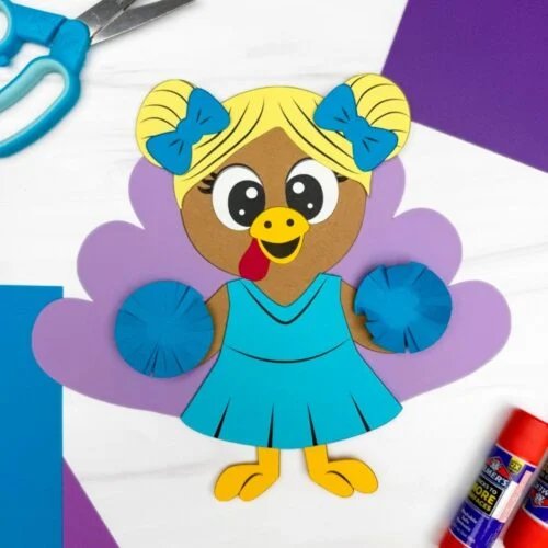 Cheerleader Turkey Disguise Craft [Free Printable Template]