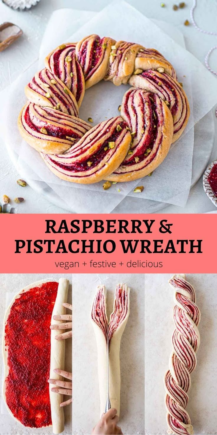 Raspberry and Pistachio Wreath