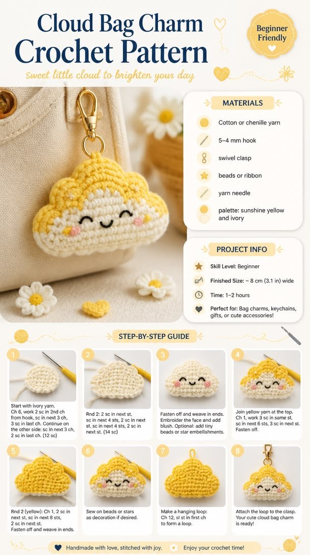 Cloud Bag Charm Crochet Pattern
