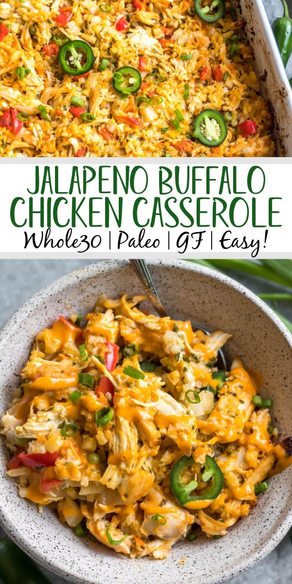 Whole30 Jalapeño Buffalo Chicken Casserole Recipe | Whole 30 casserole dinner, Whole 30 jalapeno recipes, Whole 30 chicken casserole recipes