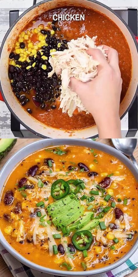 Creamy Chicken Enchilada Soup | Delicious Soup Recipe | How to make chicken enchilada stew, Chilli chicken enchilada soup, How to make chicken enchilada soup