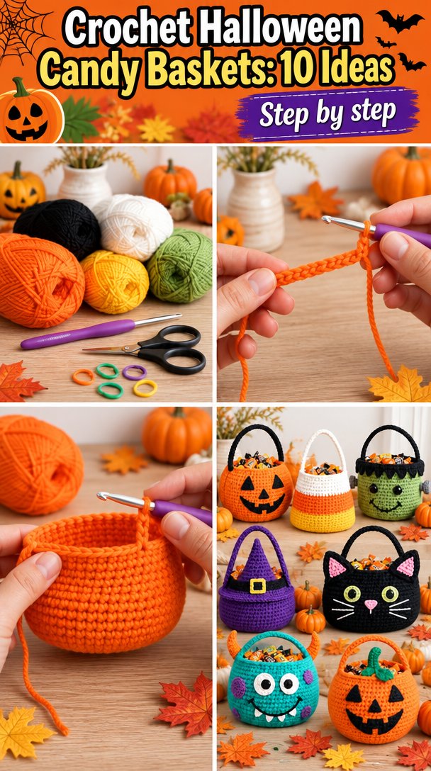 DIY Crochet Halloween Candy Baskets 5 Crochet Halloween Candy Baskets: 10 Ideas