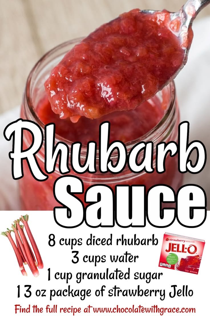 Rhubarb Sauce with Strawberry Jello