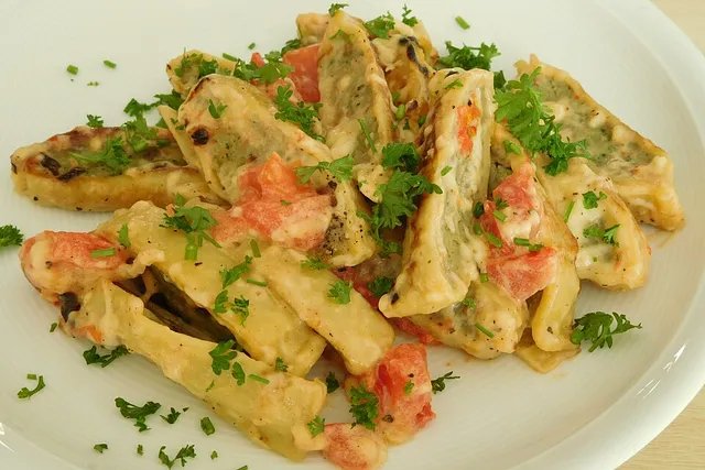 Maultaschen in Sahnesauce