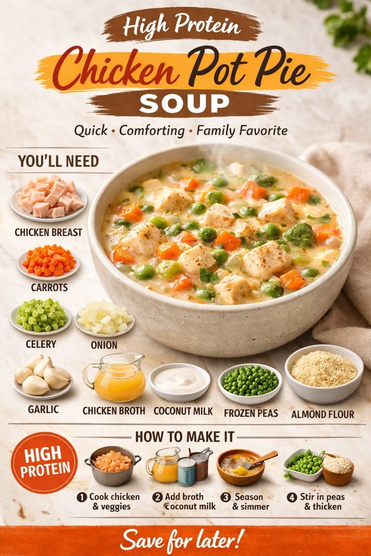 Cozy Up with High Protein Chicken Pot Pie Soup for Winter Warmth