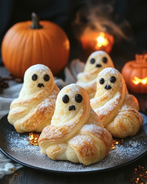 Spooky pastry | Puff pastry ghost, Goth croissant ideas, Halloween croissant ideas
