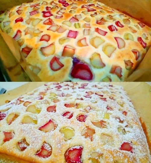 Rhabarber-Erdbeer-Kuchen