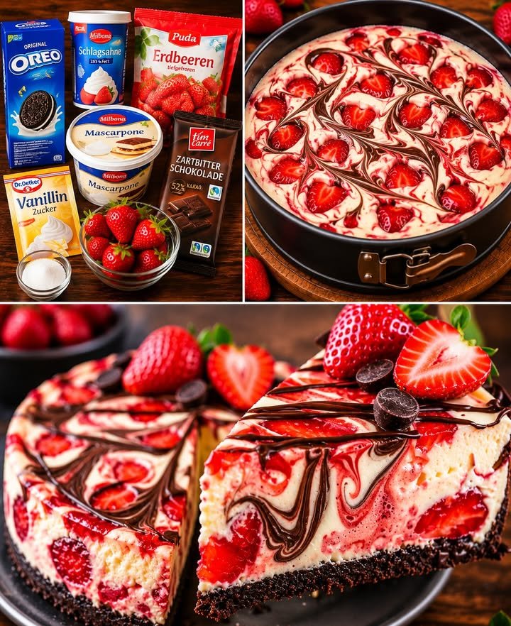 Schoko Erdbeer Käsekuchen – Cremig & Lecker