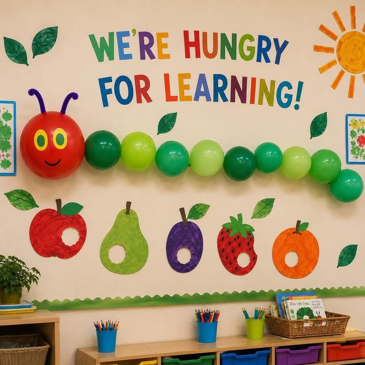 🐛🎈 BALLOON HUNGRY CATERPILLAR DISPLAY

Such a fun way to brighten up a classroom! Inflate one red balloon for the head and a row of balloons in different shades of green for the body. Attach them to...