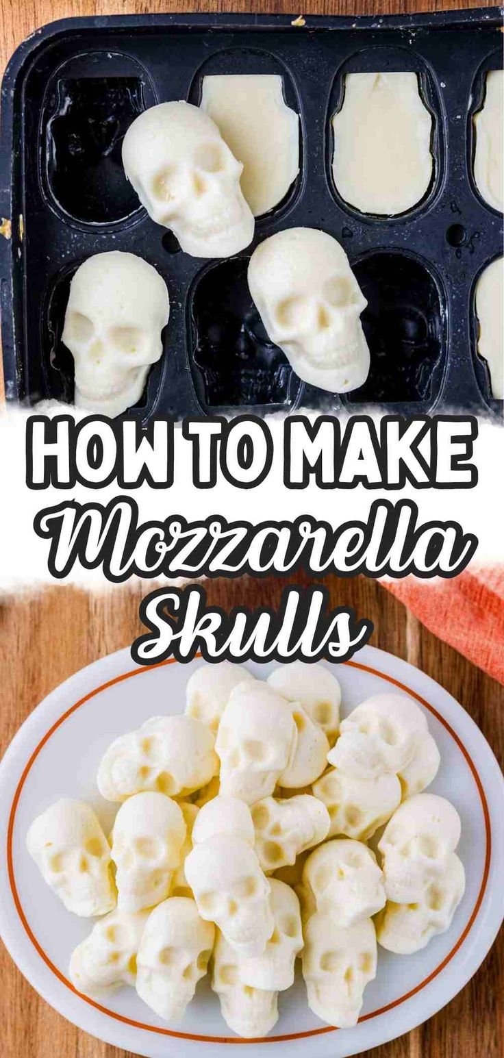 Halloween Mozzarella Skulls for Spooky Charcuterie Boards