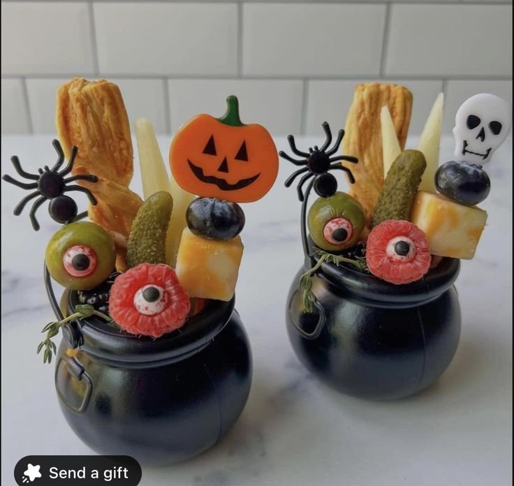 Mini Cauldron Snack Cups for Halloween | Cauldron food ideas, Halloween date night food, Cauldron snack ideas