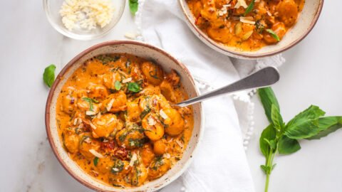 Crispy Fried Gnocchi with Creamy Sundried Tomato Sauce