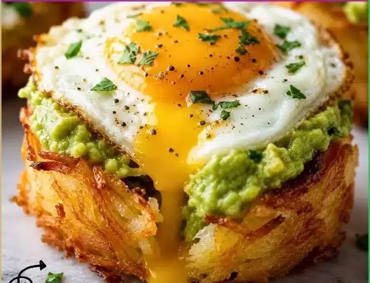 Crispy Hash Brown and Avocado Egg Cups