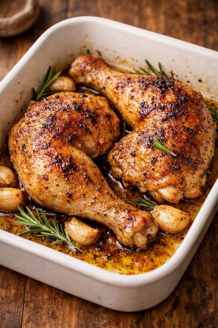 Oven Roasted Chicken Legs with Garlic & Rosemary – Easy Juicy Dinner Recipe